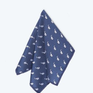 White seahorse Pocket square
