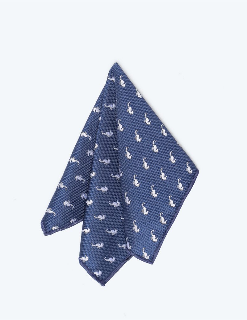 White seahorse Pocket square