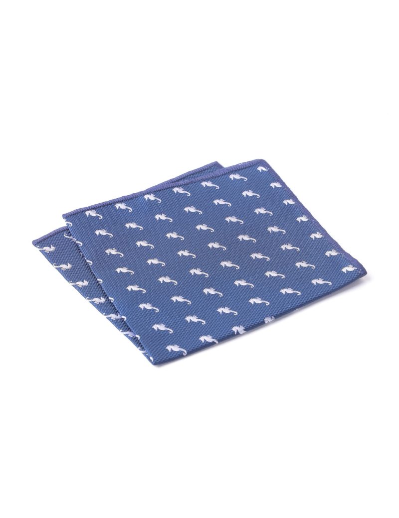 White seahorse Pocket square