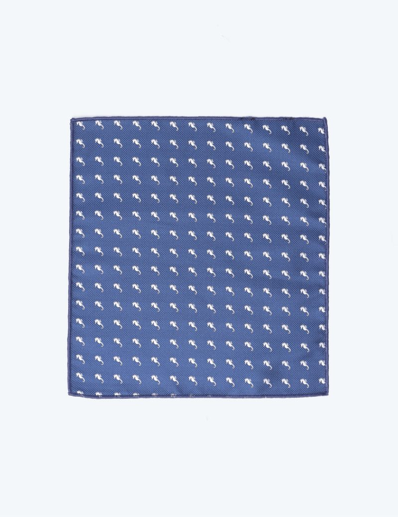 White seahorse Pocket square