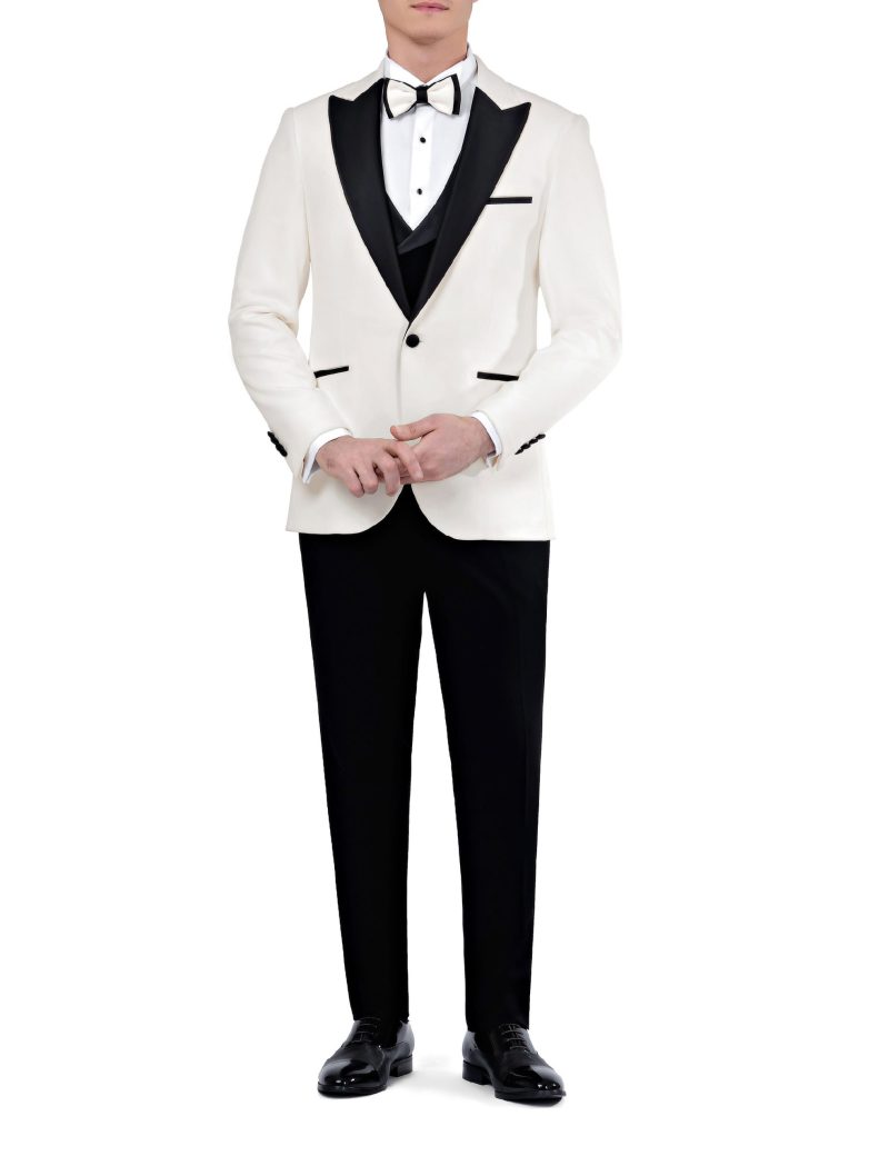SK35SF18M009-Off-white-024-1 Crepe Slim-Fit Groom Suit with Double-Breasted Vest