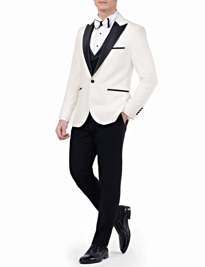 SK35SF18M009-Off-white-024-2 Crepe Slim-Fit Groom Suit with Double-Breasted Vest