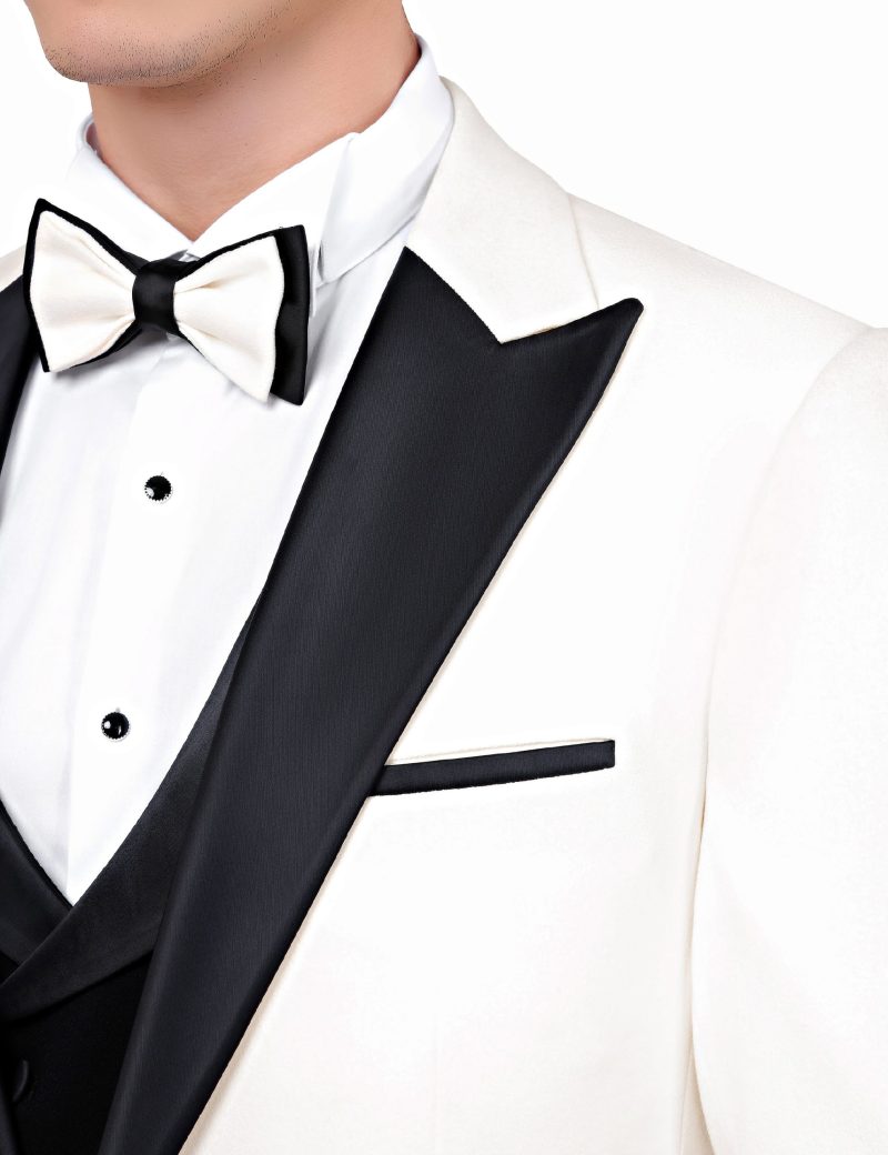 SK35SF18M009-Off-white-024-4 Crepe Slim-Fit Groom Suit with Double-Breasted Vest