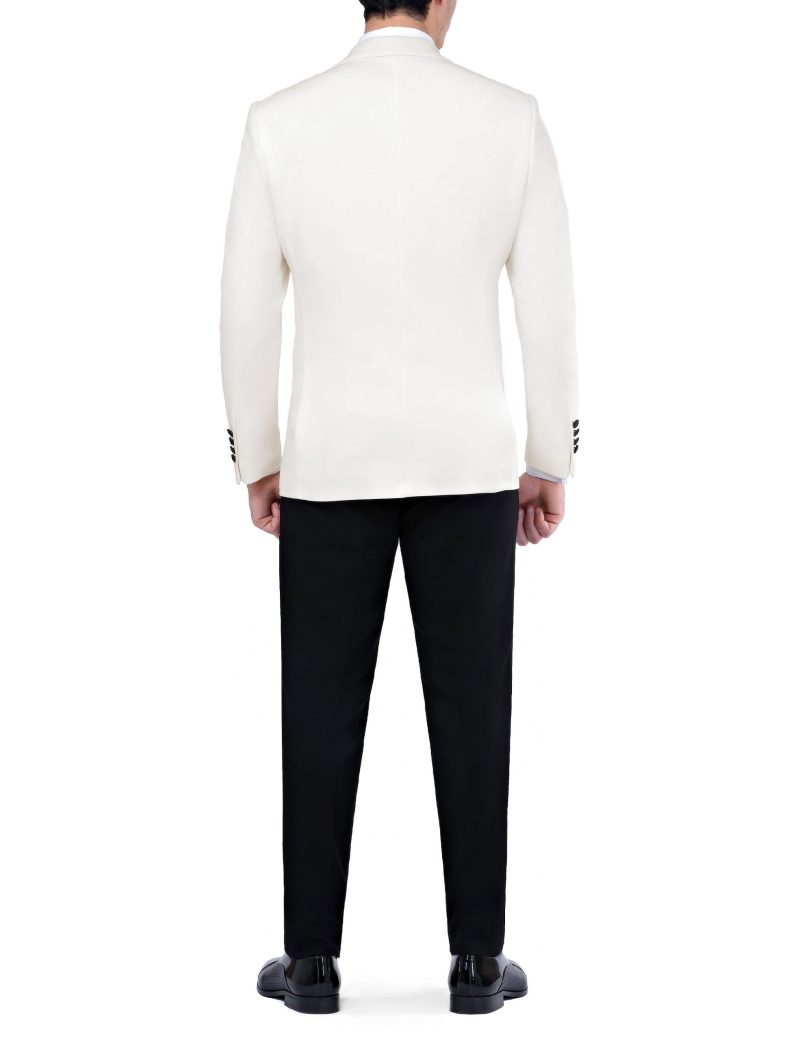 SK35SF18M009-Off-white-024-5 Crepe Slim-Fit Groom Suit with Double-Breasted Vest
