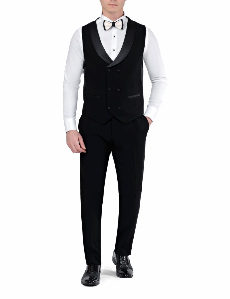 SK35SF18M009-Off-white-024-6 Crepe Slim-Fit Groom Suit with Double-Breasted Vest