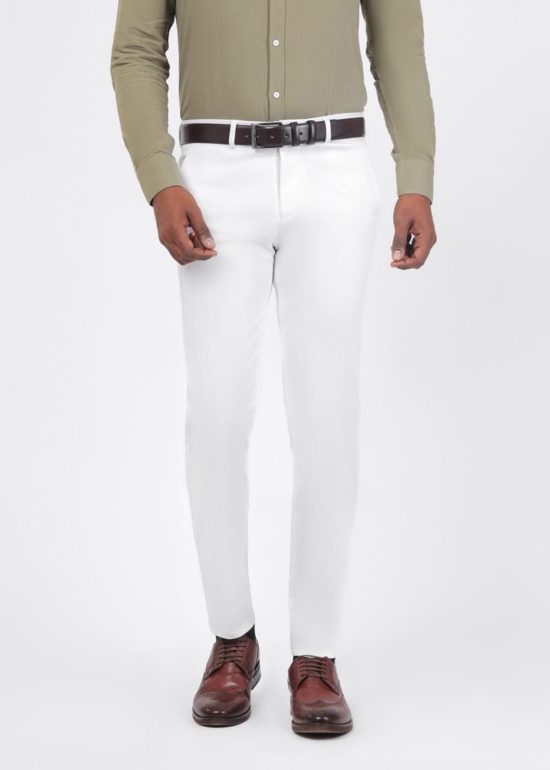 SK37CS03M001-White-394-1 Chino - Textured Pants