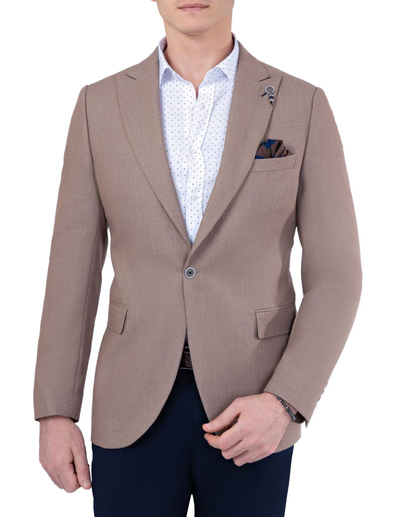 SK37SF04M002-Coffee-016-1 Summer Slim-Fit Classic Blazer