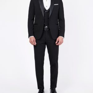 Crepe Slim-Fit Groom Suit with Shawl satin lapel