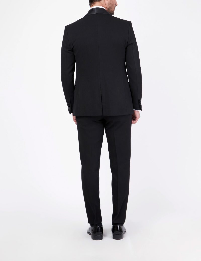SK37SF18M002-Black-001-2 Crepe Slim-Fit Groom Suit with Shawl satin lapel