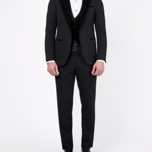 Tuxedo suit with a velvet lapel