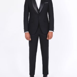 Slim-Fit Tuxedo Suit with Removable Shawl Satin Lapel