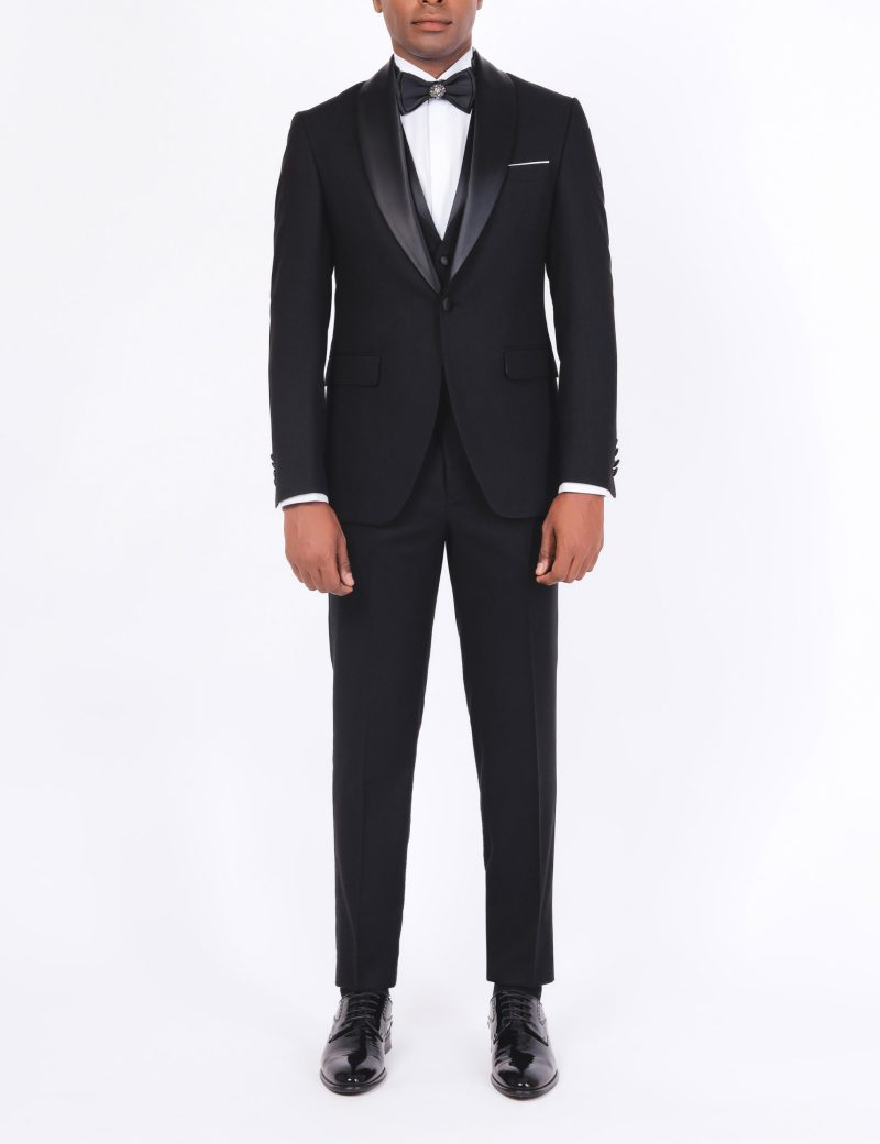 Slim-Fit Tuxedo Suit with Removable Shawl Satin Lapel