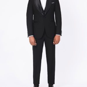 Tuxedo suit with a satin lapel