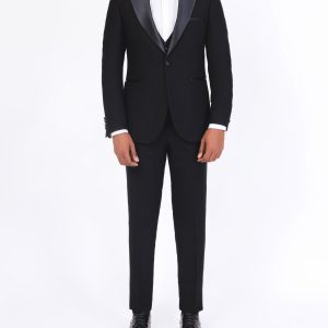 Tuxedo suit with a satin lapel