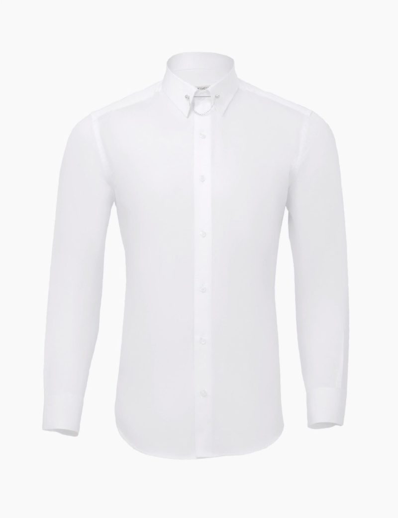 SK38SF01M001-White-394-1 Plain shirt with collar chain