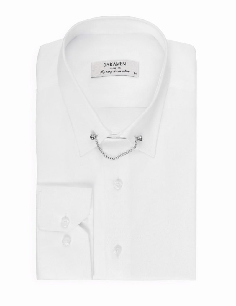 SK38SF01M001-White-394-2 Plain shirt with collar chain