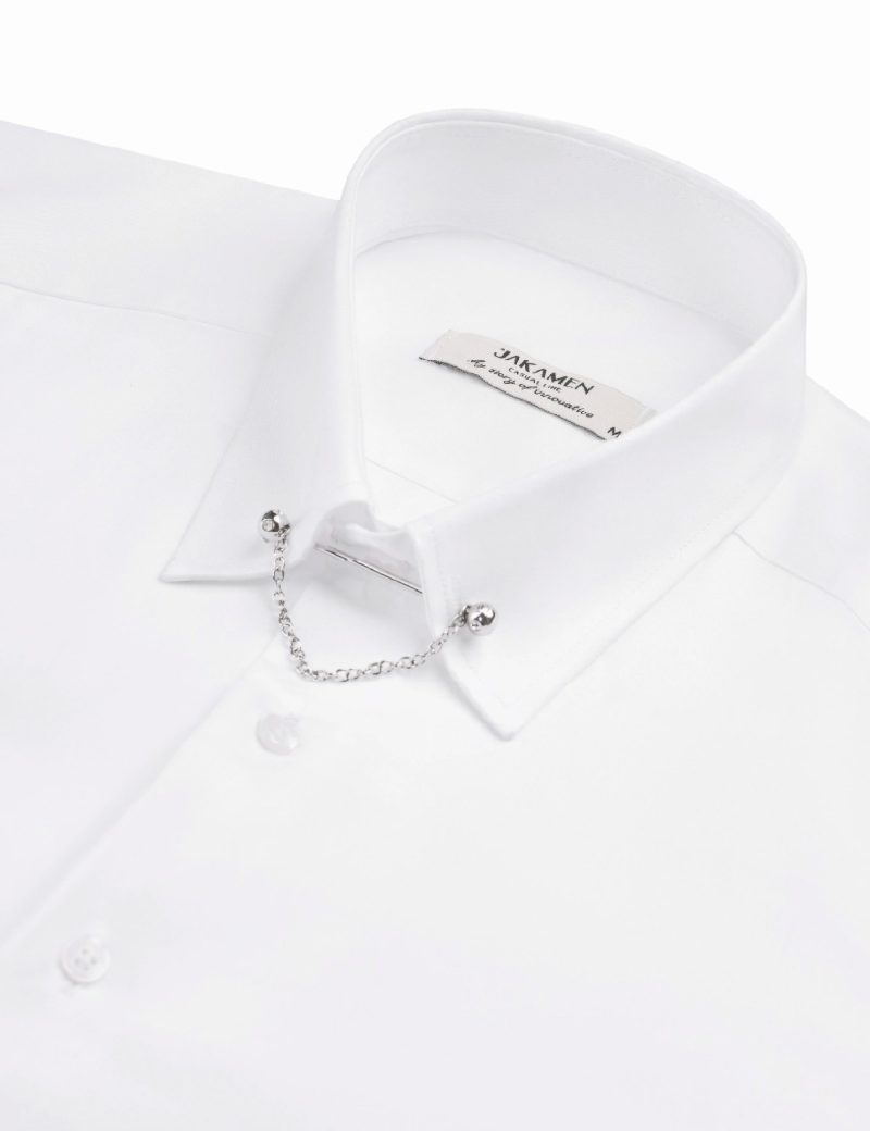 SK38SF01M001-White-394-3 Plain shirt with collar chain
