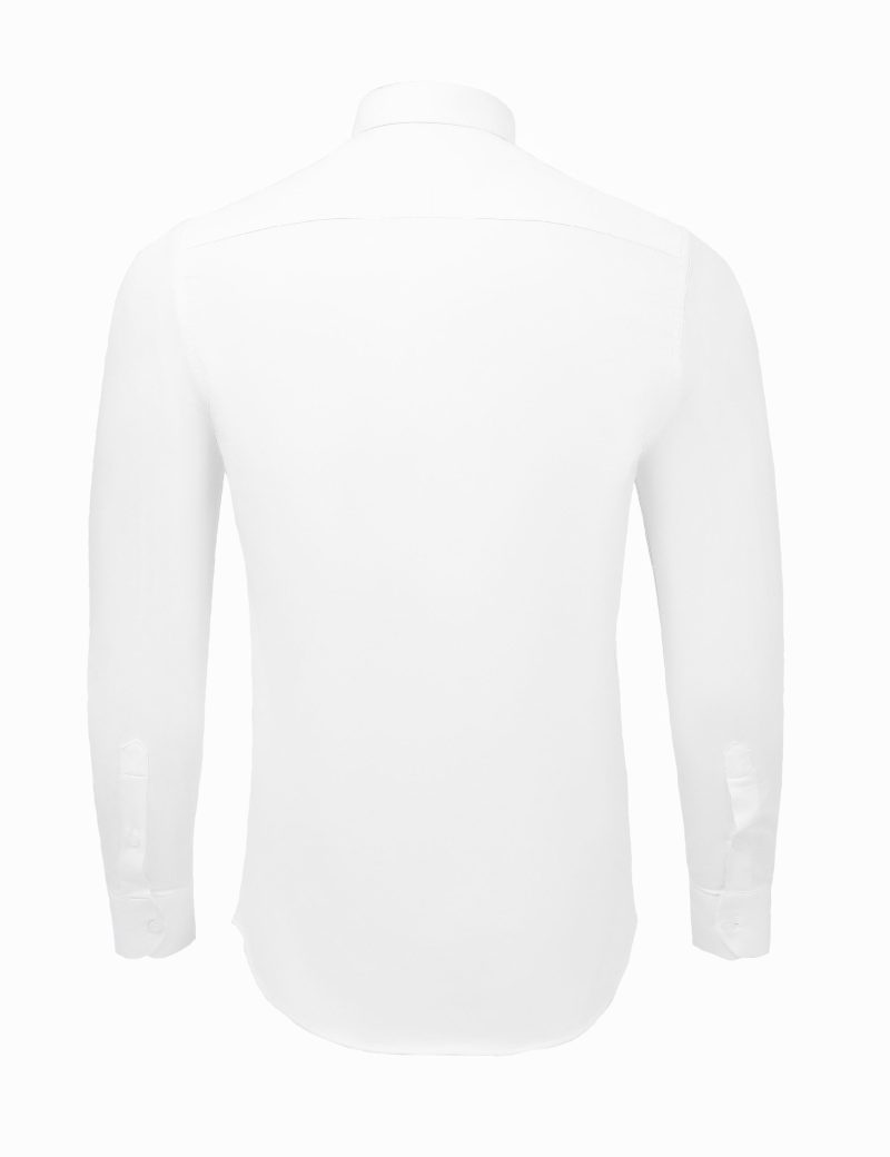 SK38SF01M005-White-394-2 Slim-Fit Plain Basic Shirt - 100% Cotton