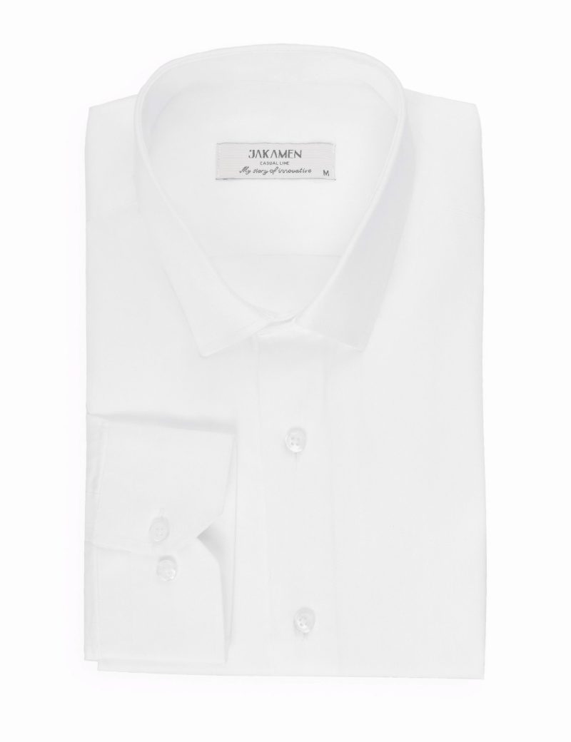 SK38SF01M008-White-394-2 Slim-Fit, Semi-Shiny Basic Shirt - Lycra