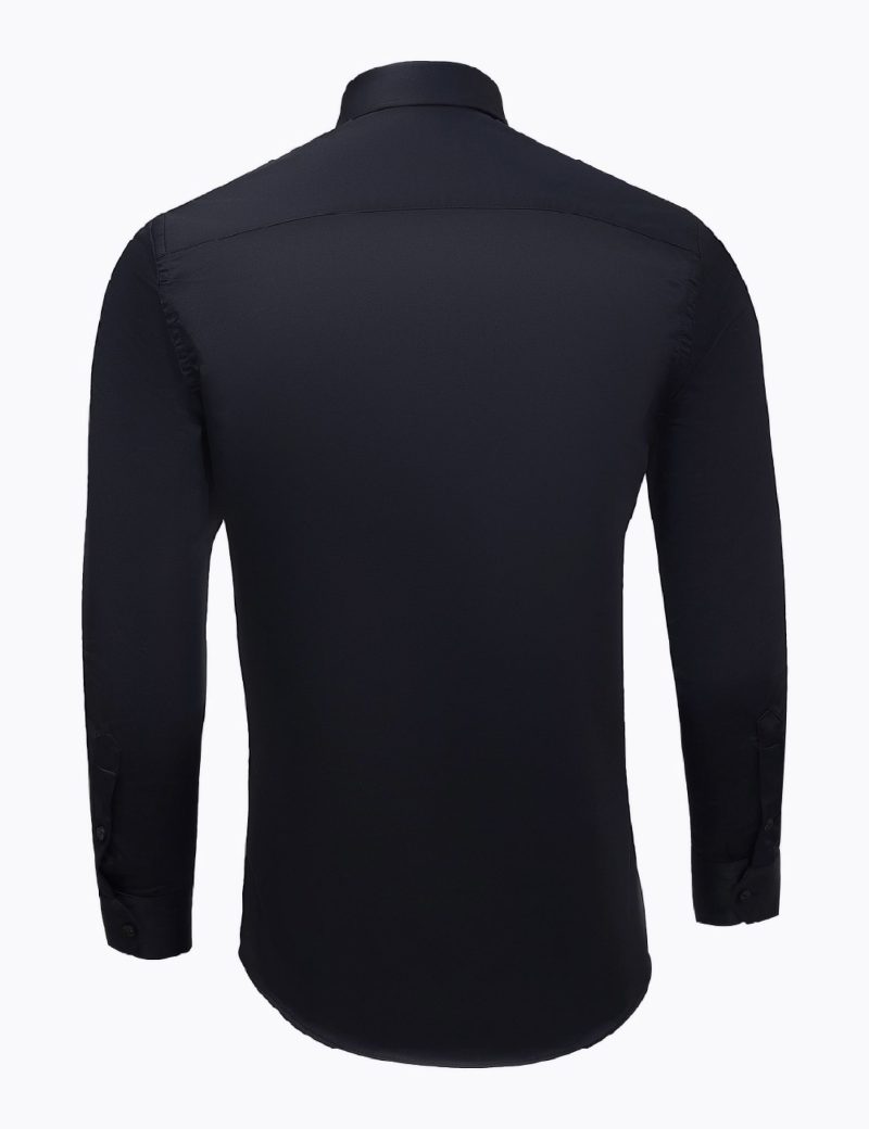 SK38SF01M009-Black-001-5 Plain shirt with collar chain