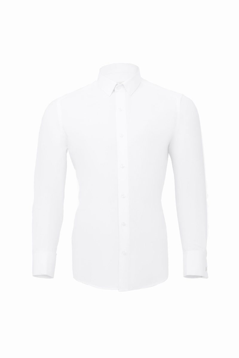 SK38SF01M011-White-394-1 Slim Fit Cufflinks Shirt