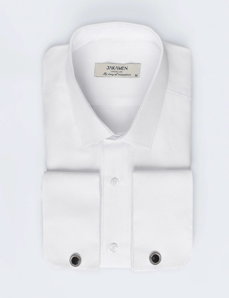 SK38SF01M011-White-394-5 Slim Fit Cufflinks Shirt