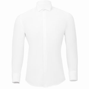 Slim-Fit Beehive Tuxedo Shirt with Hidden Buttons