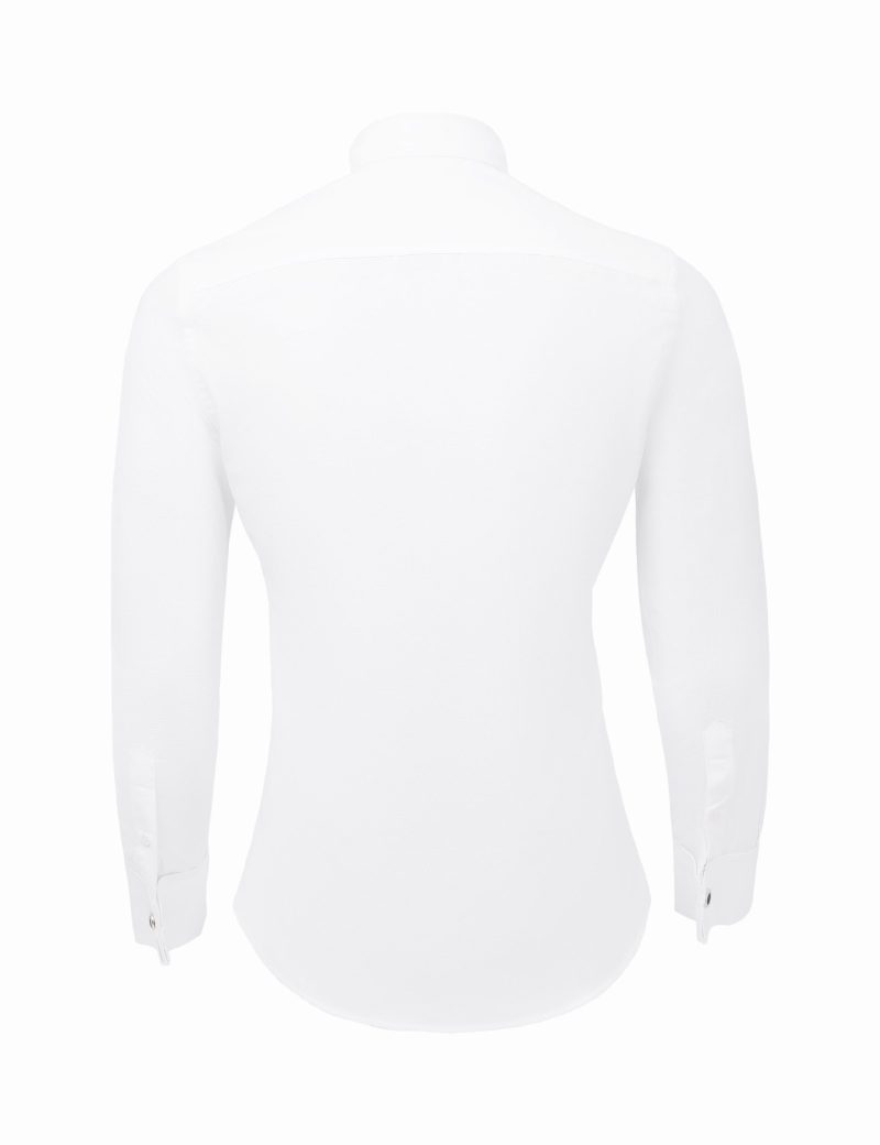 SK38SF01M015-White-394-5 Slim-Fit Beehive Tuxedo Shirt with Hidden Buttons