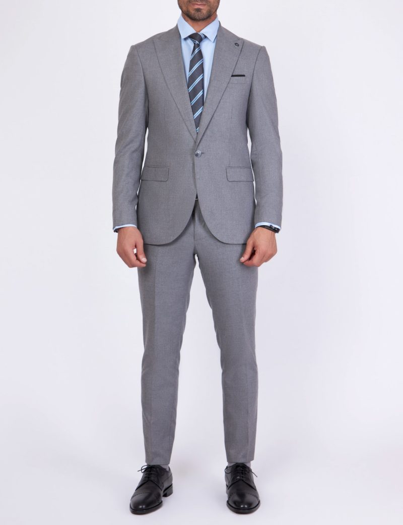 SK38SF02M008-Grey-005-0 Slim Fit 2 - Piece Classic suit