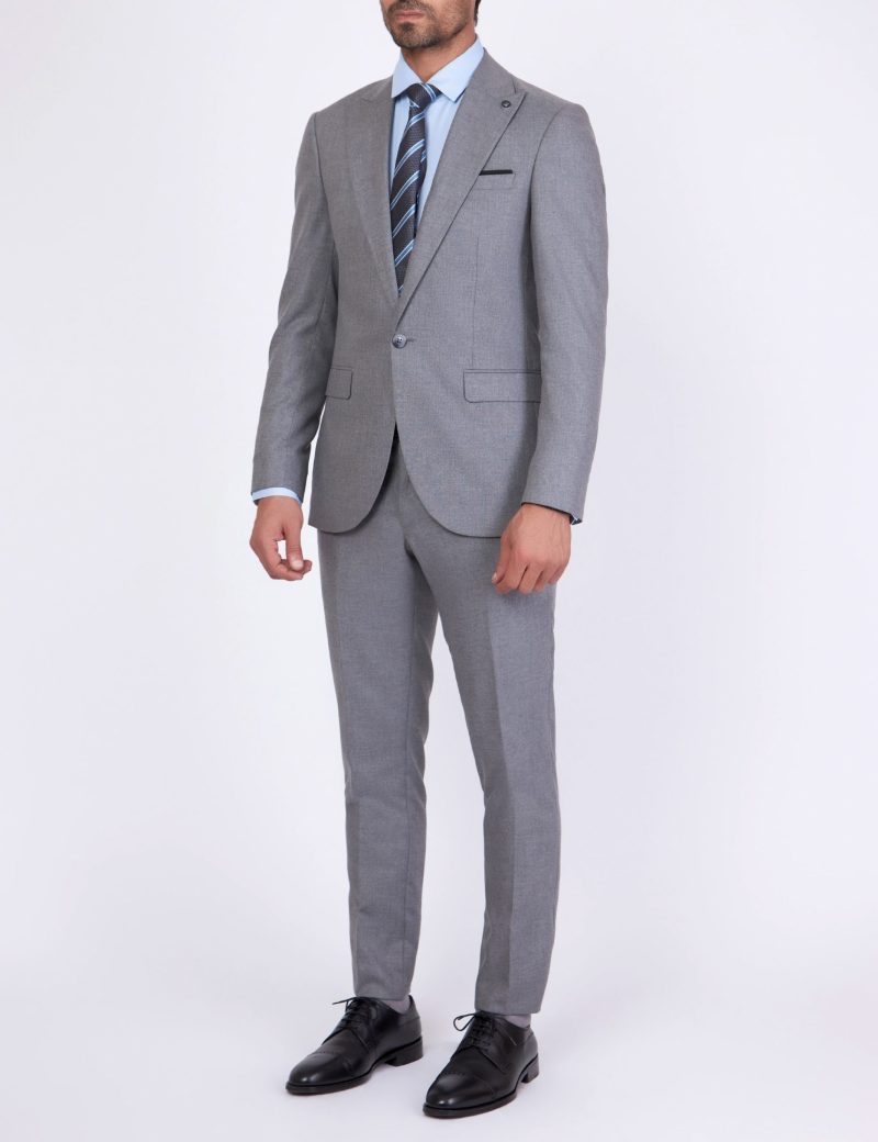 SK38SF02M008-Grey-005-1 Slim Fit 2 - Piece Classic suit