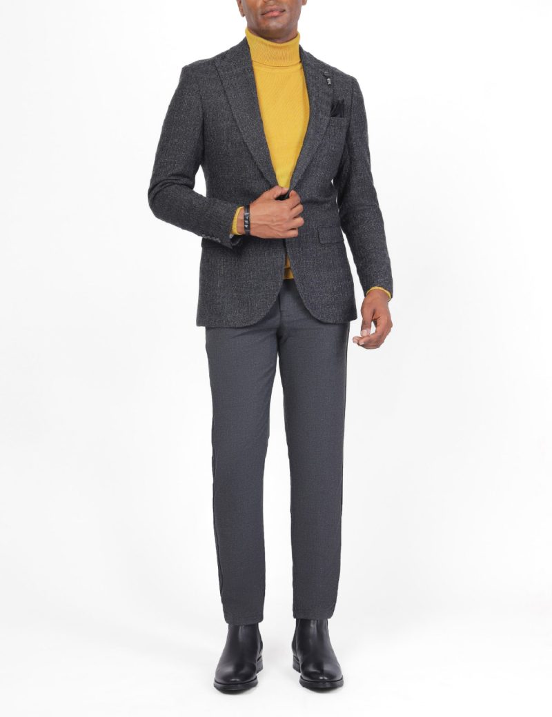 SK38SF04M002-Grey-900-2 Men's Wool Classic Blazer in Slim Fit