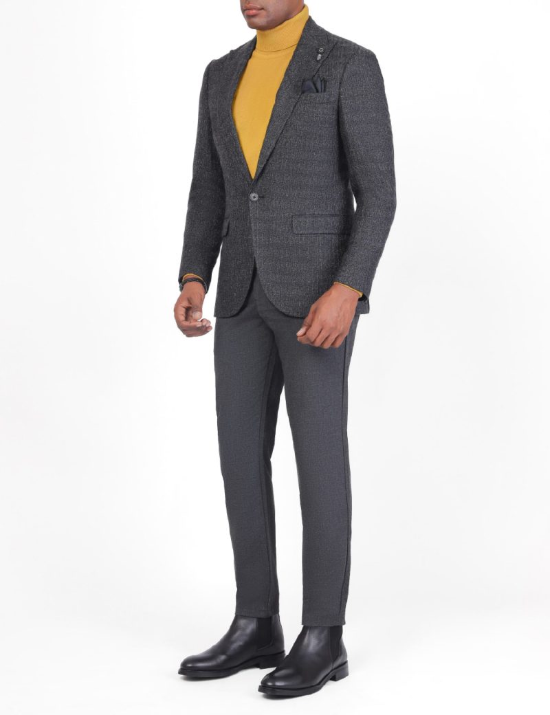 SK38SF04M002-Grey-900-3 Men's Wool Classic Blazer in Slim Fit
