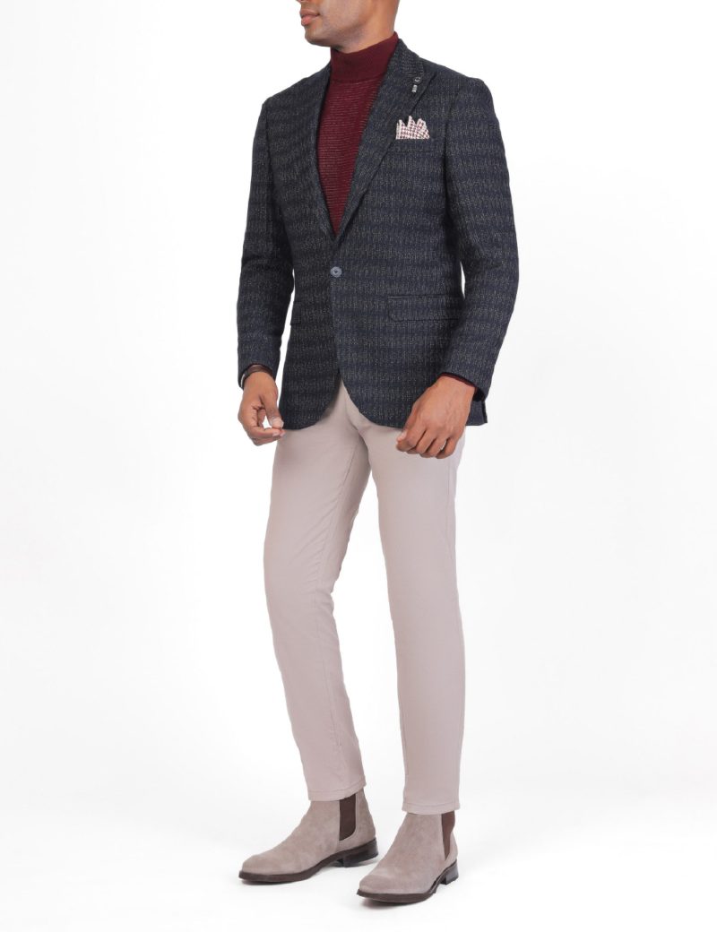 SK38SF04M002-Navy-019-2 Men's Wool Classic Blazer in Slim Fit