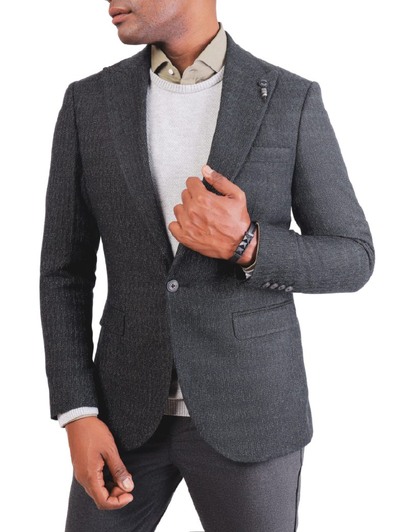 SK38SF04M002-Olive-523-1 Men's Wool Classic Blazer in Slim Fit