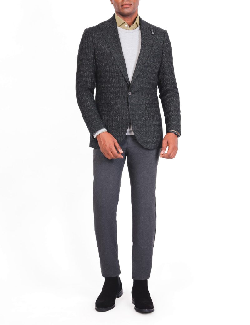 SK38SF04M002-Olive-523-2 Men's Wool Classic Blazer in Slim Fit