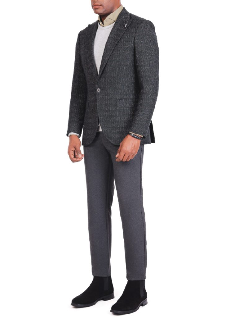 SK38SF04M002-Olive-523-3 Men's Wool Classic Blazer in Slim Fit