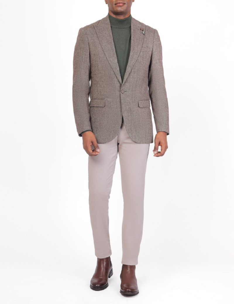 SK38SF04M003-Brown-016-2 Men's Wool Classic Blazer in Slim Fit