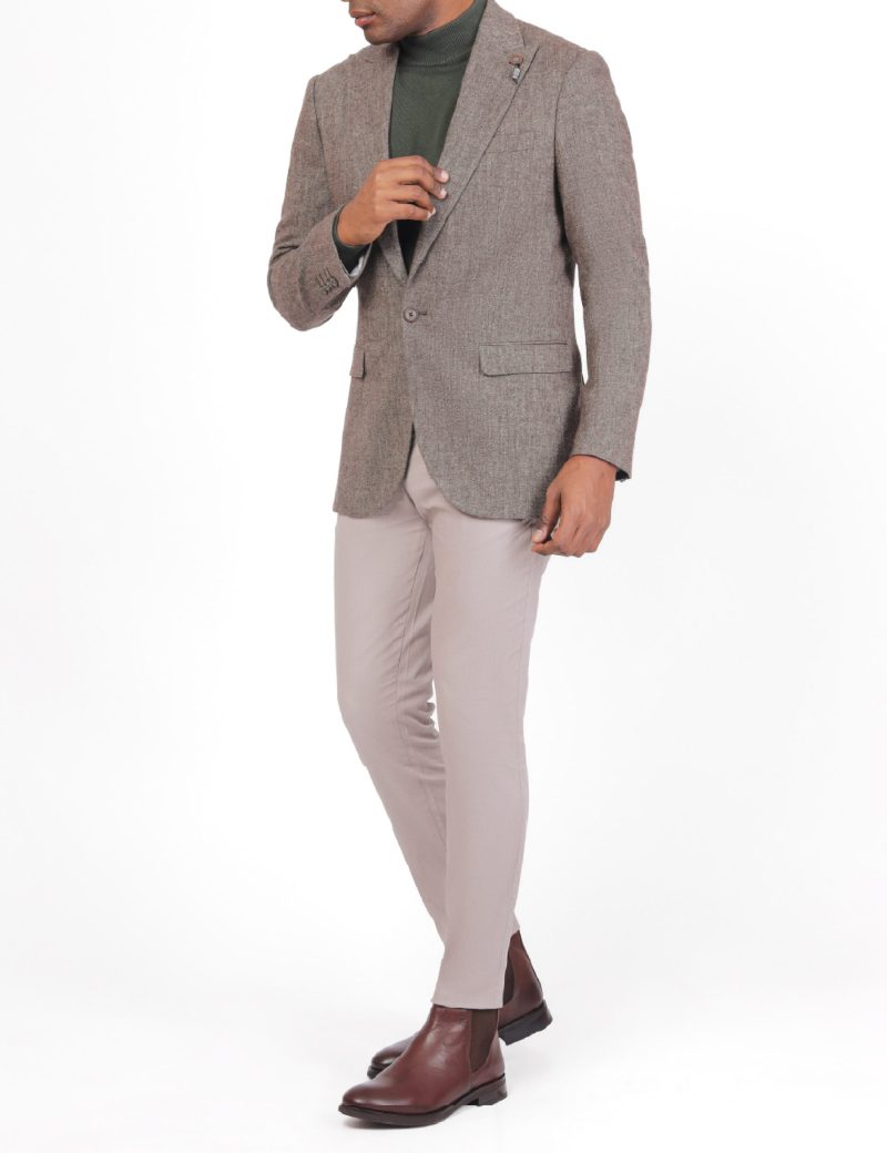 SK38SF04M003-Brown-016-3 Men's Wool Classic Blazer in Slim Fit