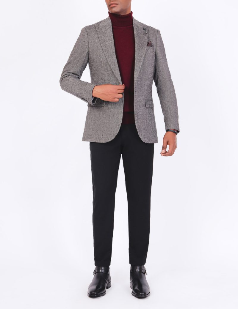SK38SF04M003-Dark-grey-001-2 Men's Wool Classic Blazer in Slim Fit