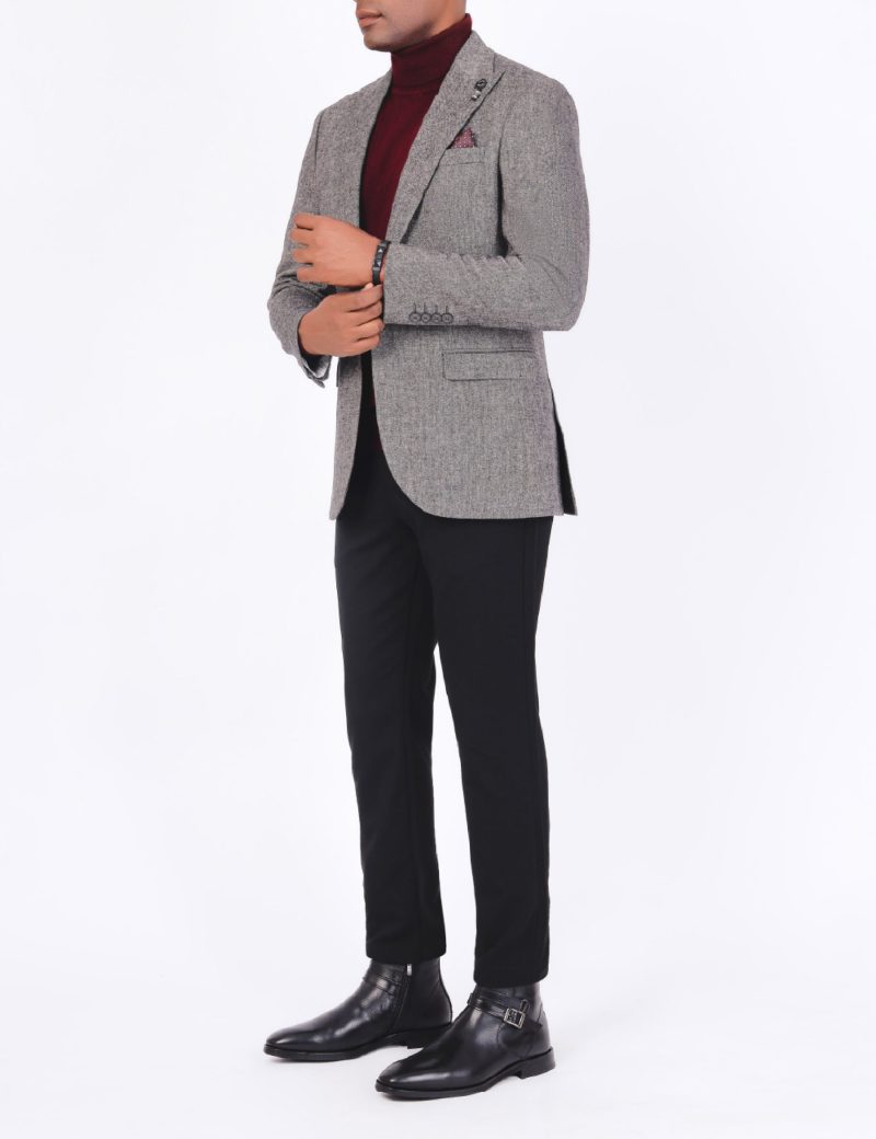 SK38SF04M003-Dark-grey-001-3 Men's Wool Classic Blazer in Slim Fit