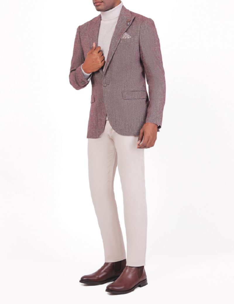 SK38SF04M003-Maroon-043-3 Men's Wool Classic Blazer in Slim Fit