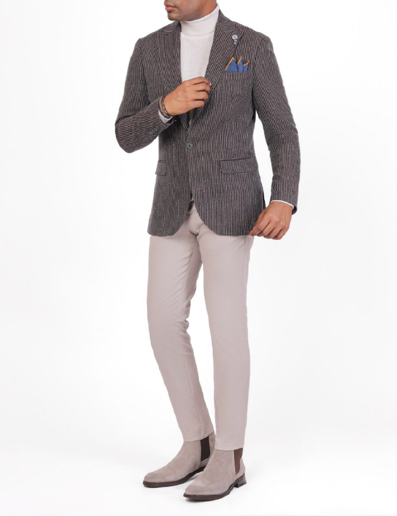 SK38SF04M004-Maroon-043-4 Men’s Striped Blazer in Wool