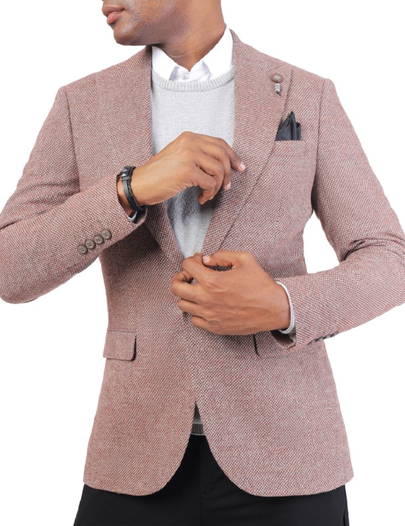 SK38SF04M005-Brown-016-1 Men’s Slim Fit Blazer in Wool
