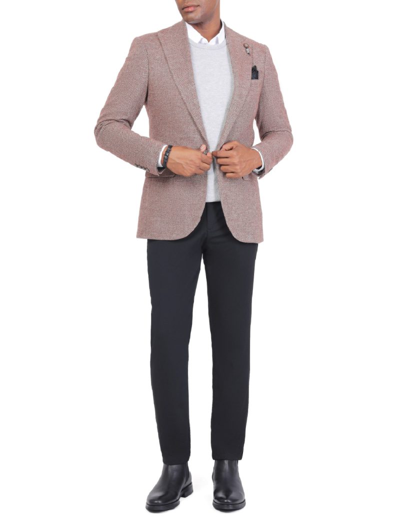 SK38SF04M005-Brown-016-2 Men’s Slim Fit Blazer in Wool