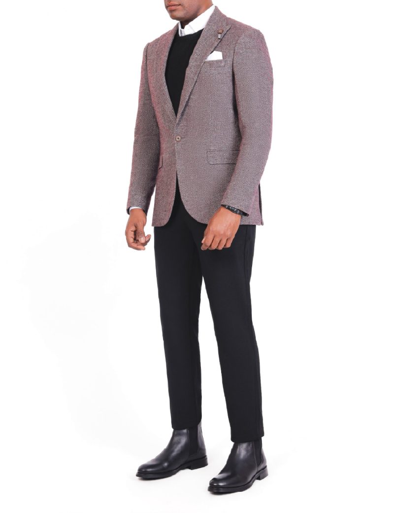 SK38SF04M005-Maroon-043-3 Men’s Slim Fit Blazer in Wool