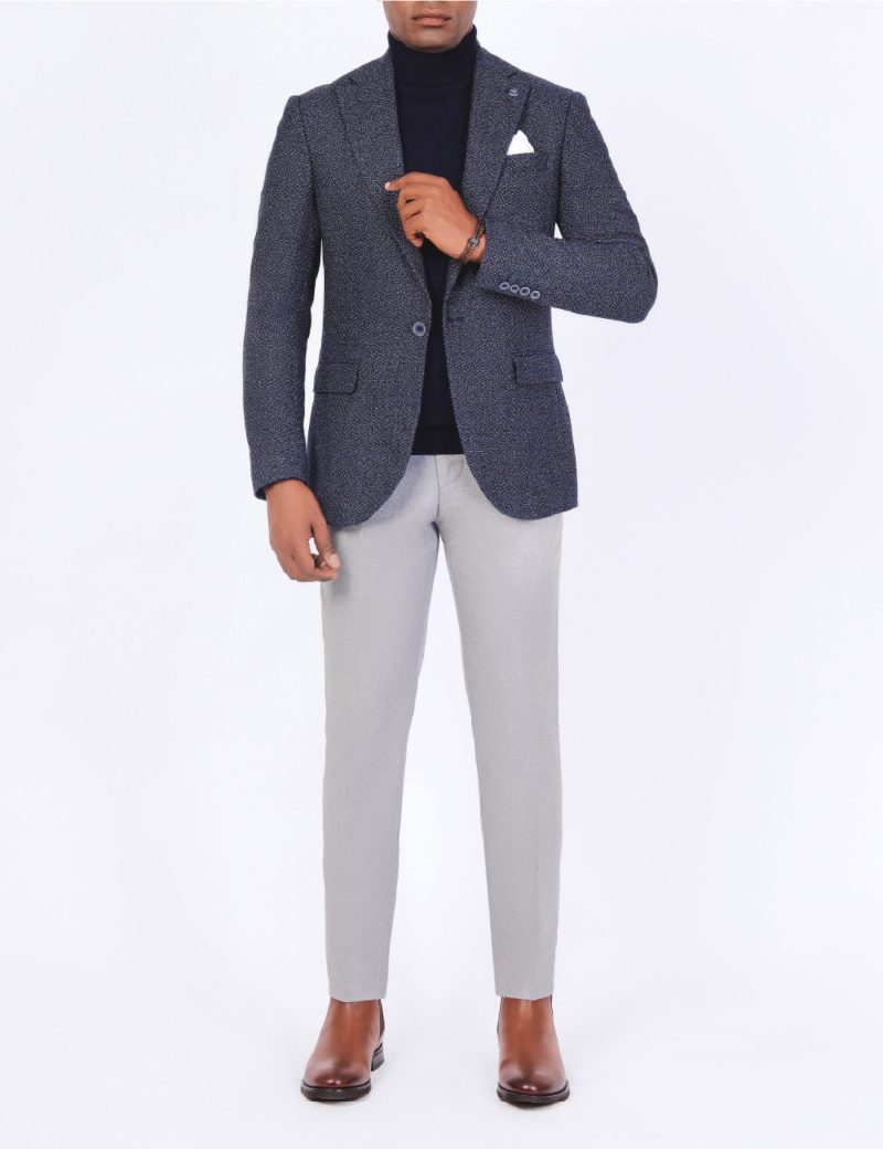 SK38SF04M006-Navy-019-3 Slim-Fit Men's Wool Blazer