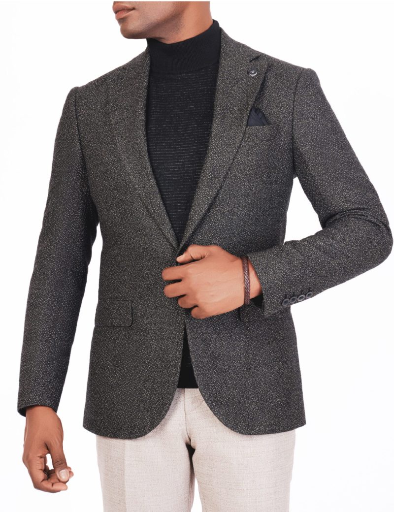 SK38SF04M006-Olive-523-1 Slim-Fit Men's Wool Blazer