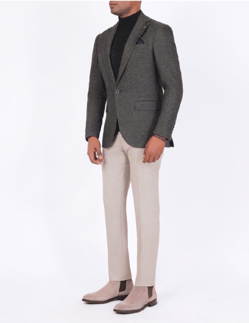 SK38SF04M006-Olive-523-2 Slim-Fit Men's Wool Blazer