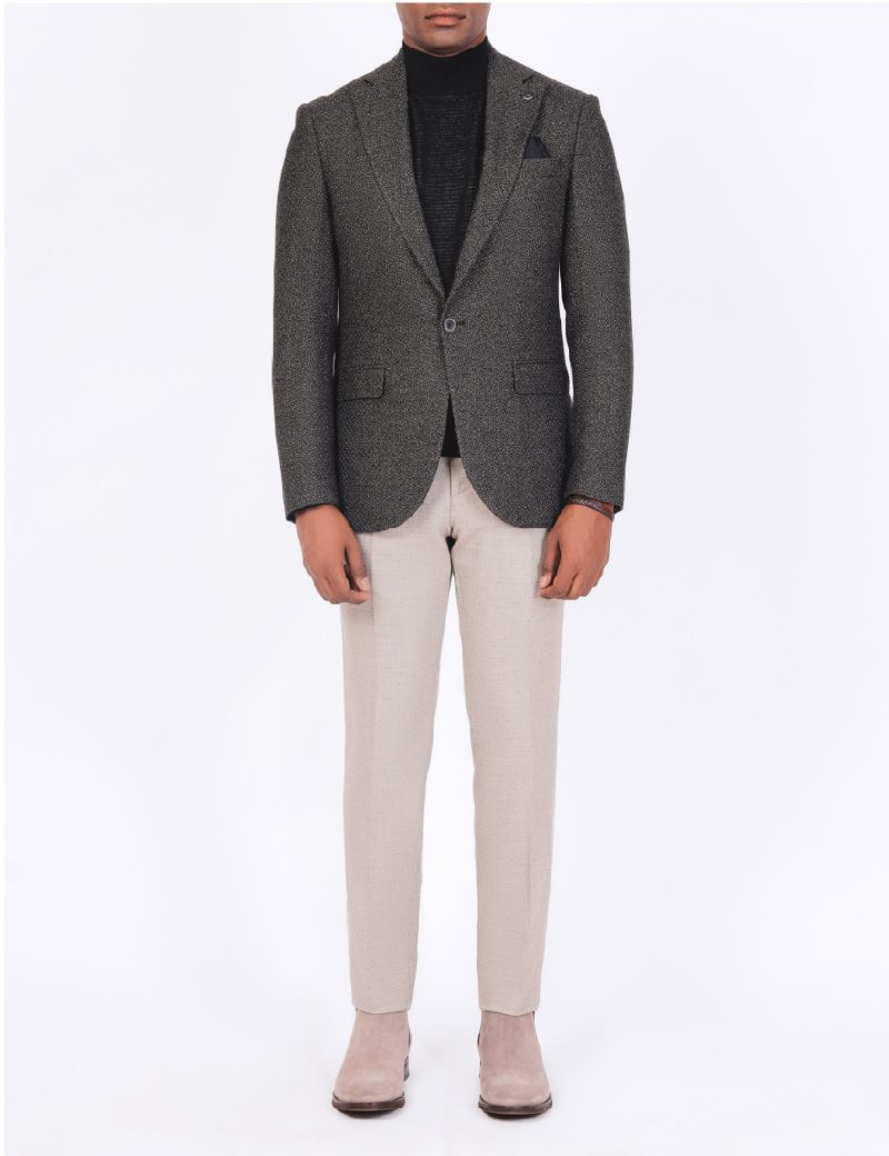 SK38SF04M006-Olive-523-4 Slim-Fit Men's Wool Blazer