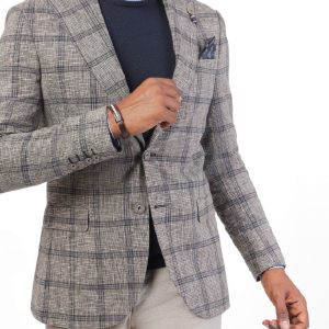 Slim Fit Checked Wool Blazer
